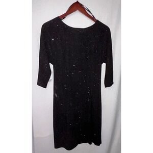Roz & Ali Petite Black Sparkle‎ Sheath Dress Evening Cocktail Party Medium M